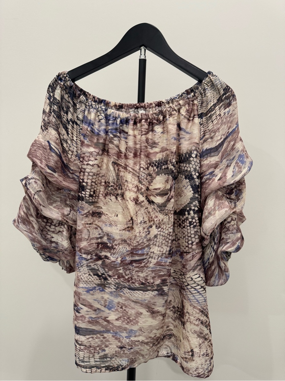 MSK women’s blouse, size M, featuring a floral abstract print, off-shoulder neck